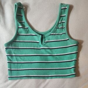 Essentials Green Sleeveless Crop Tank Top